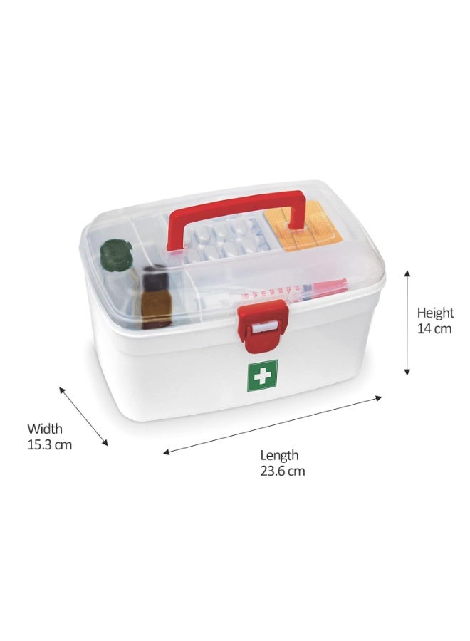 MILTON Plastic Medicine Box, First Aid Box, Detachable Tray with Handle, Emergency Indoor Outdoor Medical Utility Cabinet Organizer, Transparent, Portable & Lockable Container, White - Image 4